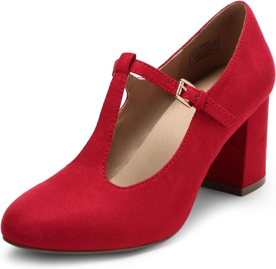 Chunky Hakken Voor Vrouwen T-Strap Mary Jane Pumps Trouwjurk Schoenen