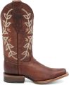 Circle G by Corral Circle G dames cowboylaarzen in bruin leer met ecru en gele borduursels - Bruin