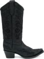 Circle G by Corral Circle G dames cowboylaarzen in mat zwart leer met zwarte borduursels - Zwart