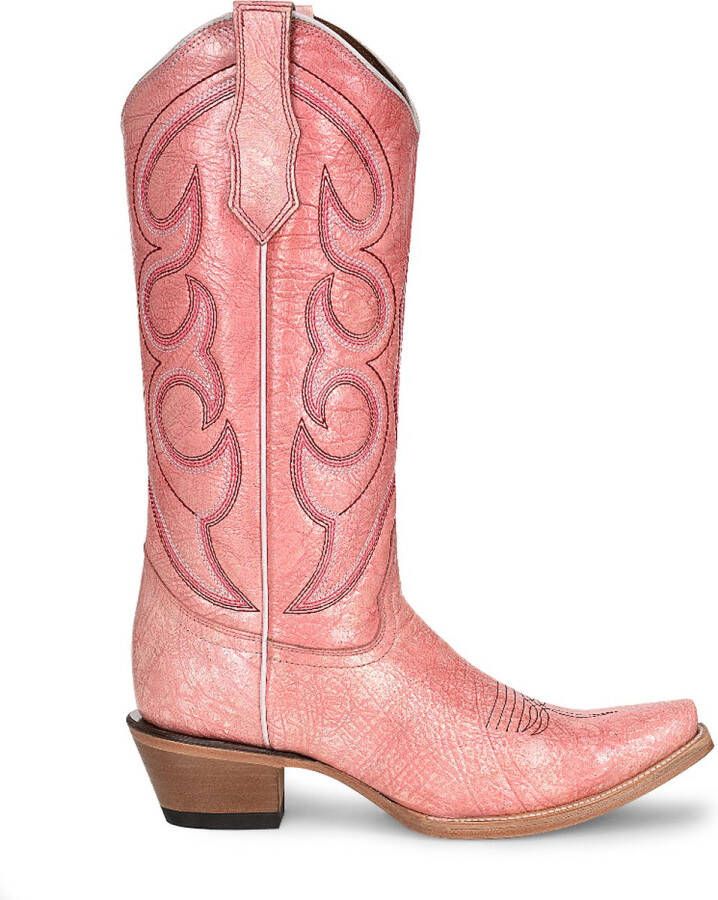 Circle G by Corral Circle G dames cowboylaarzen in roze leer met roze stiksels