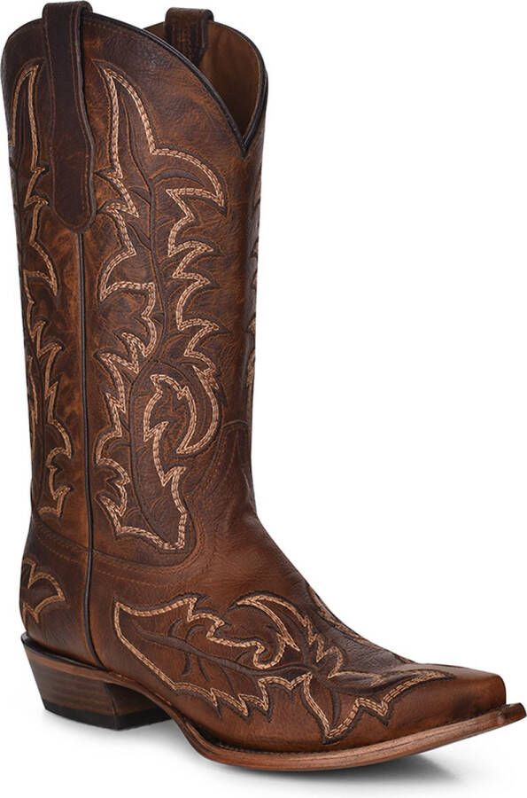 Circle G by Corral Circle G heren cowboylaarzen in bruin leer met bruine en beige stiksels