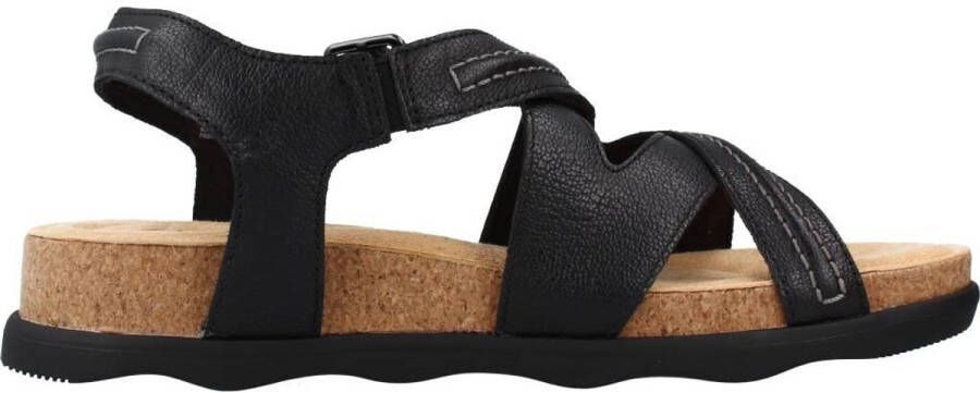 Clarks Stijlvolle platte sandalen voor vrouwen Black Dames