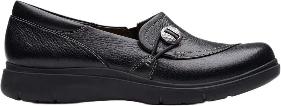 Clarks Zwarte leren instaploafers voor dames