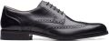 Clarks Zwarte Leren Veterschoenen met Brogue Ontwerp - Zwart