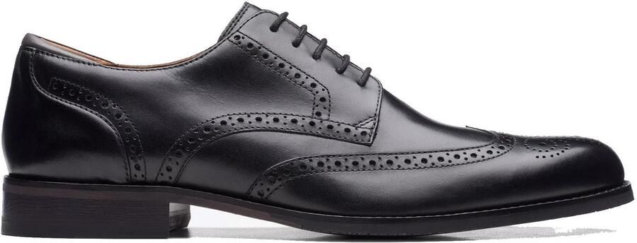 Clarks Zwarte Leren Veterschoenen met Brogue Ontwerp