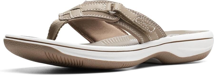 Clarks Dames Teenslipper Breeze Sea Taupe Synthetisch
