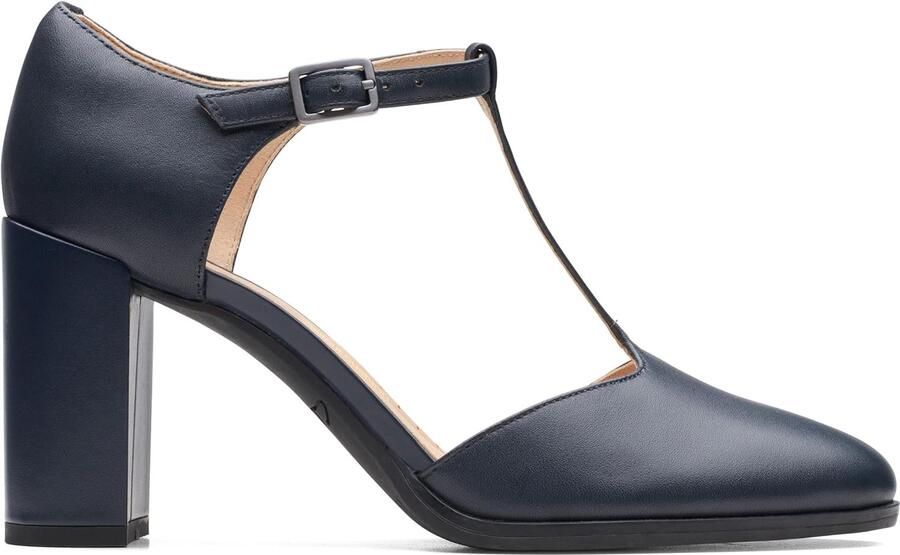 Clarks Freva85 Bar Pumps Dames Zwart Leer