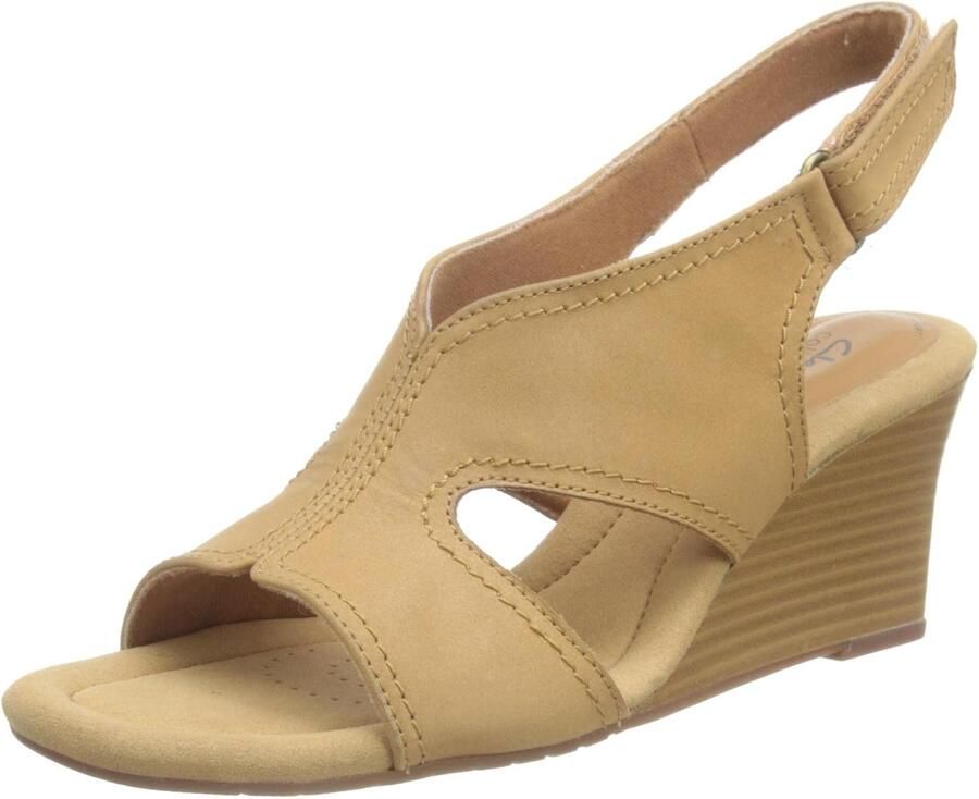 Clarks Kyarra Aster Dames Wedge Sandalen Lichtbruin Leer