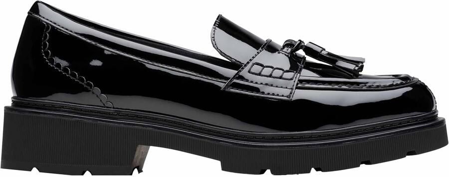 Clarks Lauryl Tassel Damesschoenen Zwart Patent