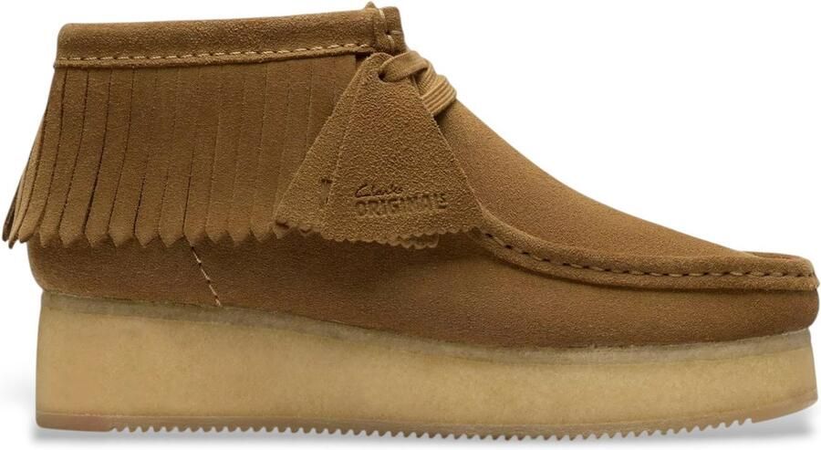 Clarks Originals Clarks dames veterboot Wallabee Wedge Fringe suède beige