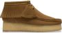Clarks Originals Clarks dames veterboot Wallabee Wedge Fringe suède beige - Thumbnail 1