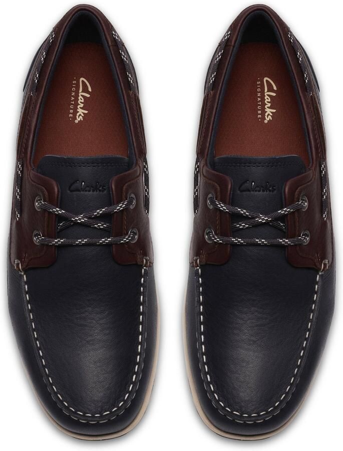 Clarks Orson Sail leren bootschoenen donkerblauw - Foto 3