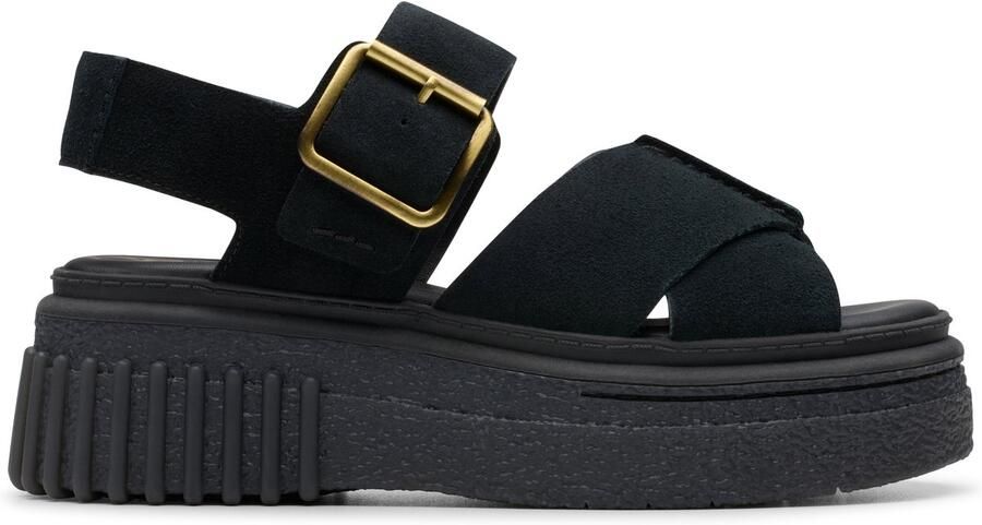 Clarks Zwarte platte sandalen voor vrouwen