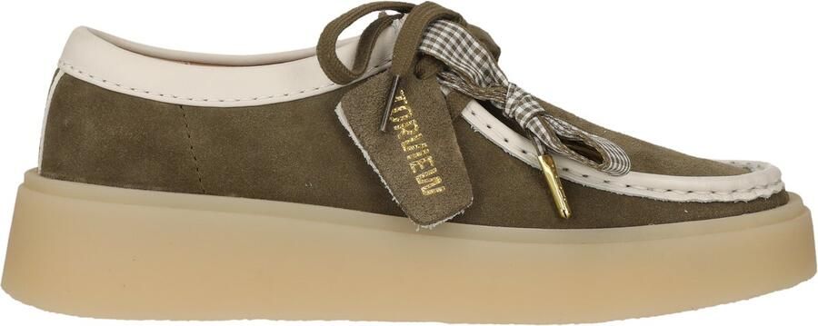 CLARKS Veterschoen 'Torview' crème olijfgroen