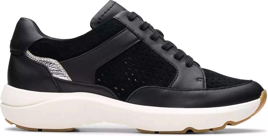 Clarks Zwarte Leren Mesh Dames Sneakers