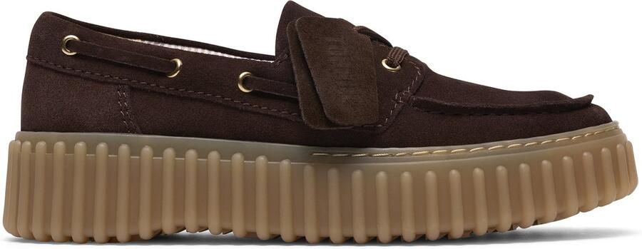 Clarks Torhill Boat Dames Veterschoenen Dark Brown Suede