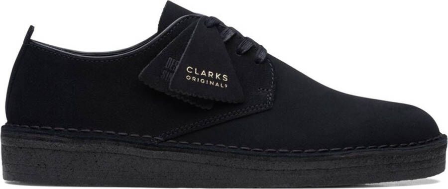 Clarks Coal London Black Suede Zwart Suede Lage veterschoenen