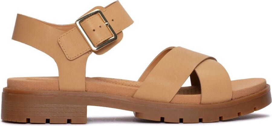 Clarks Stijlvolle platte sandalen voor vrouwen Brown Dames