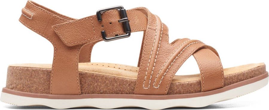 Clarks Stijlvolle platte sandalen voor vrouwen Brown Dames