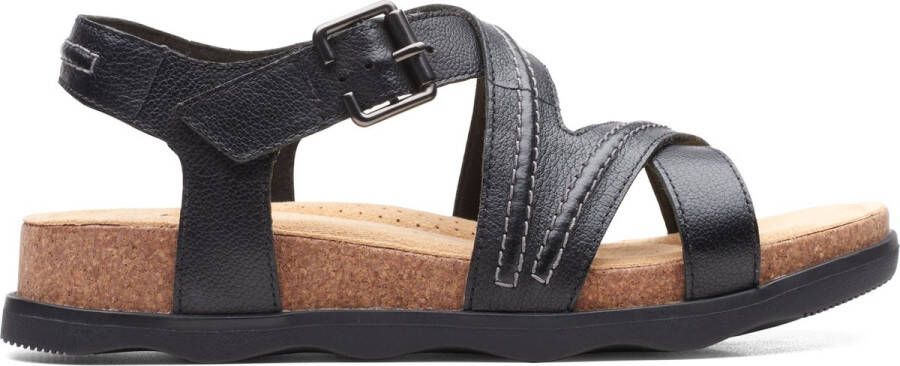 Clarks Stijlvolle platte sandalen voor vrouwen Black Dames