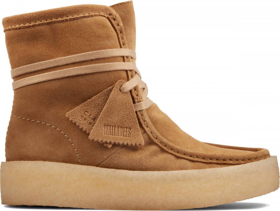 Clarks Beige Suède Hoge Laars met Nepbont Voering Beige Dames