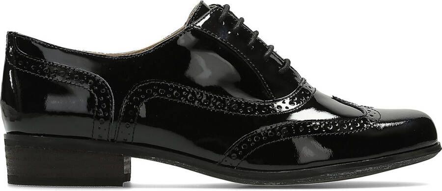 Clarks Zwarte leren veterschoenen voor dames Black Dames