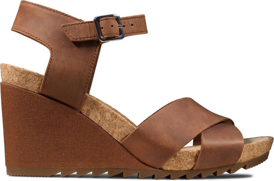 Clarks Flex Sun Dames Sandalen Tan Leather