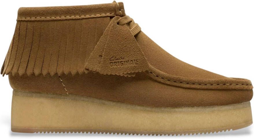 Clarks Originals Clarks dames veterboot Wallabee Wedge Fringe suède beige