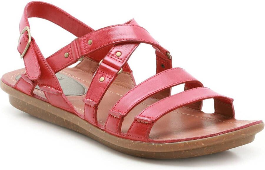 Clarks Platte sandalen van zacht leer voor vrouwen Rood Dames
