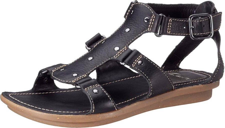 Clarks Leren damessandaal met verstelbare band Black Dames