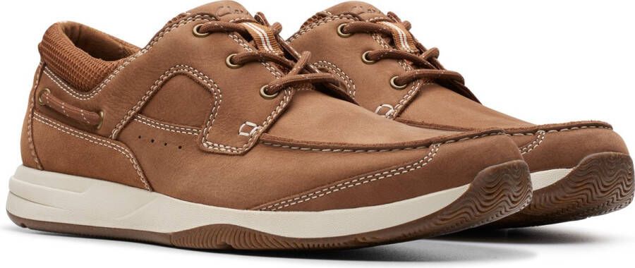 Clarks Bruine leren sneaker met loafer look Brown Heren