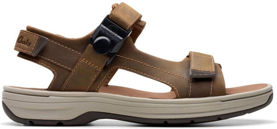 Clarks Magnetische Sluiting Leren Sandaal Brown Heren - Foto 1