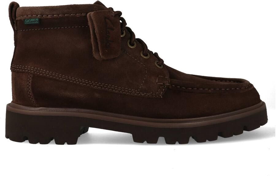 Clarks Torhill High suède veterboots met profielzool donkerbruin - Foto 3