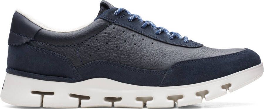 Clarks Comfortabele leren sneakers in donkerblauw Blauw Heren