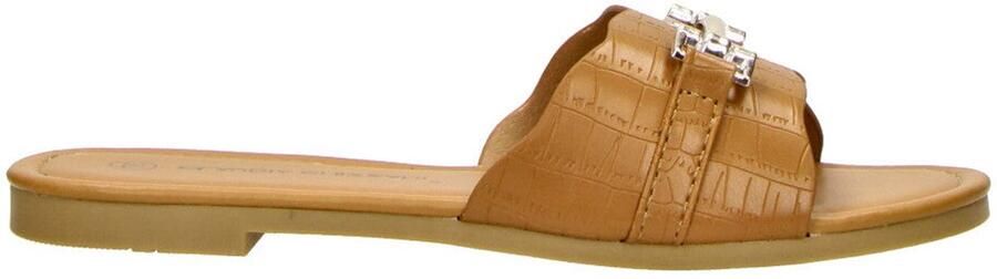 Claudia Ghizzani olivia strap slippers dames cognac imitatieleer
