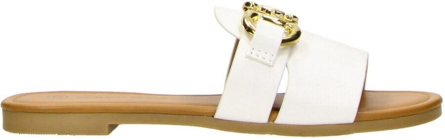 Claudia Ghizzani olivia strap slippers dames wit imitatieleer