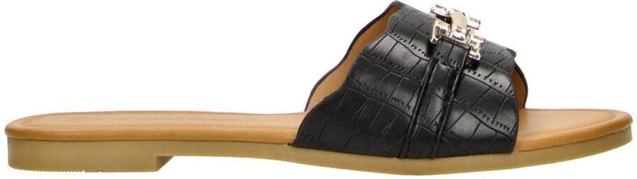 Claudia Ghizzani olivia strap slippers dames zwart imitatieleer