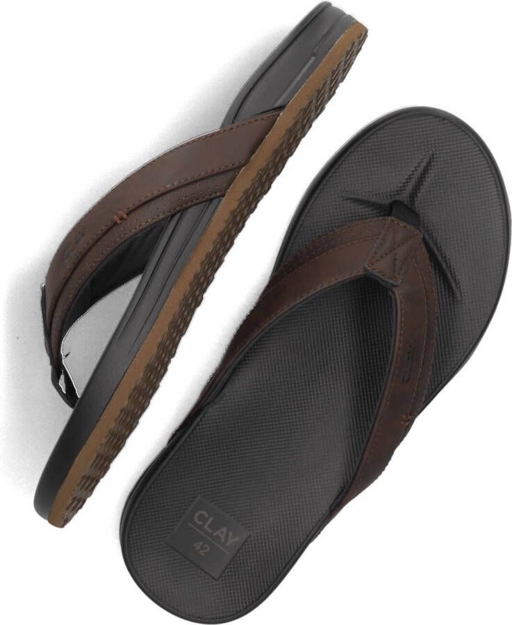 CLAY Slippers Heren 003 Maat: 48 Materiaal: Leatherlook Kleur: Bruin - Foto 2