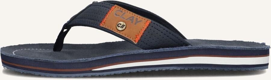 Clay Blauwe Leren Heren Slippers - Foto 6