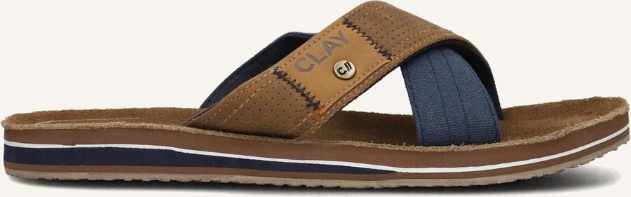 Clay Bruine Leren Look Slippers met Brede Banden - Foto 2