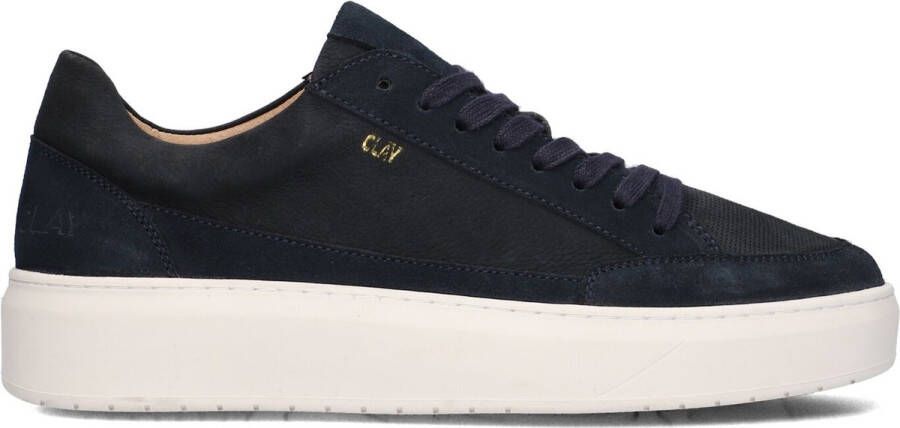 CLAY Lage Sneakers Heren Lpenzo Maat: 43 Materiaal: Leer Kleur: Blauw