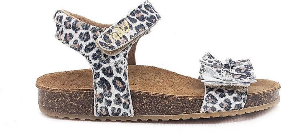 Clic! 8969 leren sandalen met panterprint