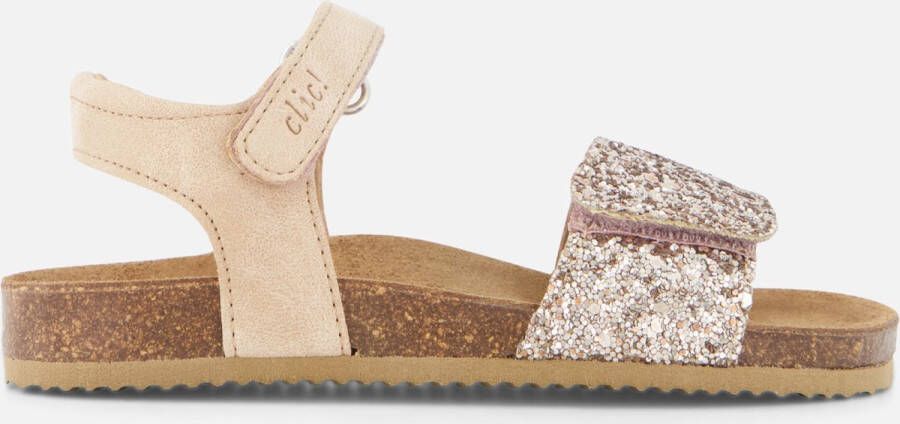 Clic! leren sandalen met glitters beige zilver - Foto 2