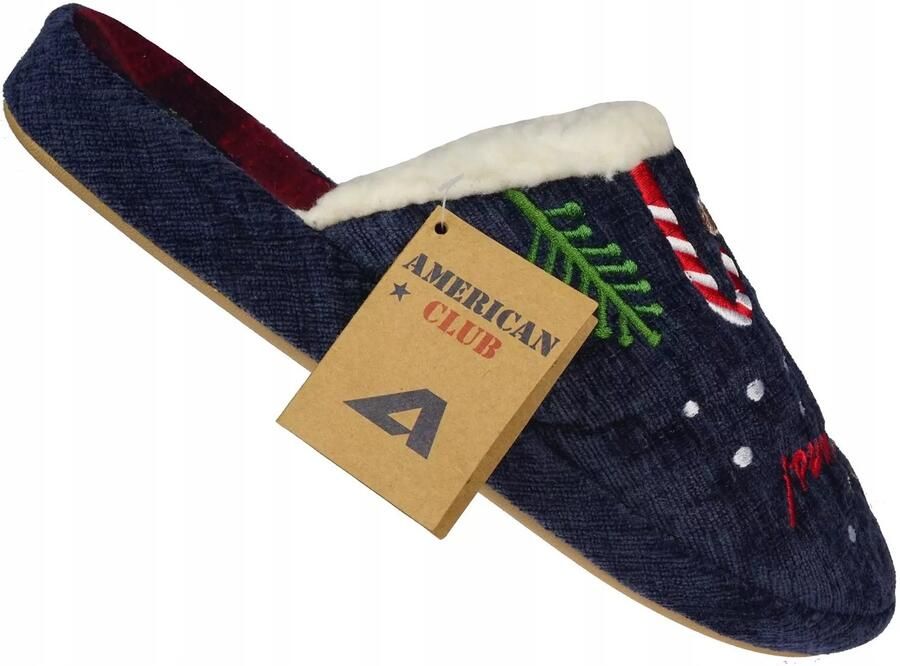 Club America Dames Pantoffels American Club Textiel Navy met Rendier