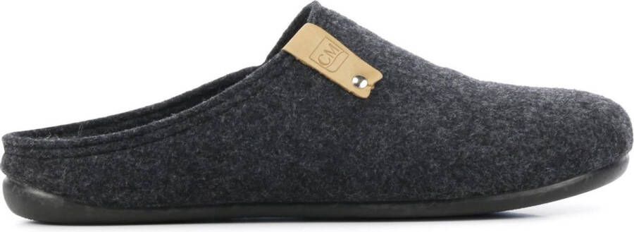 CM Comfort Mannen Canvas Harde zool Pantoffels open Sloffen 67800081 Antraciet