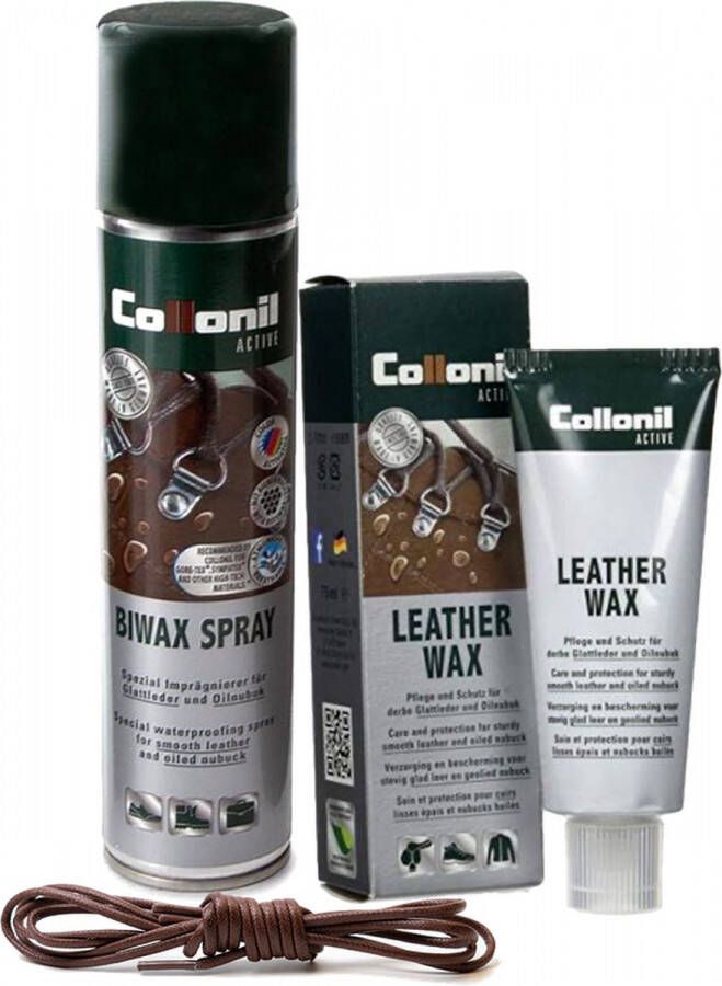 Collonil leather wax + byway spray | active | bruine wax veter