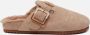 Colors of California Beige Suède Muiltjes met Nepbont Beige Dames - Thumbnail 1