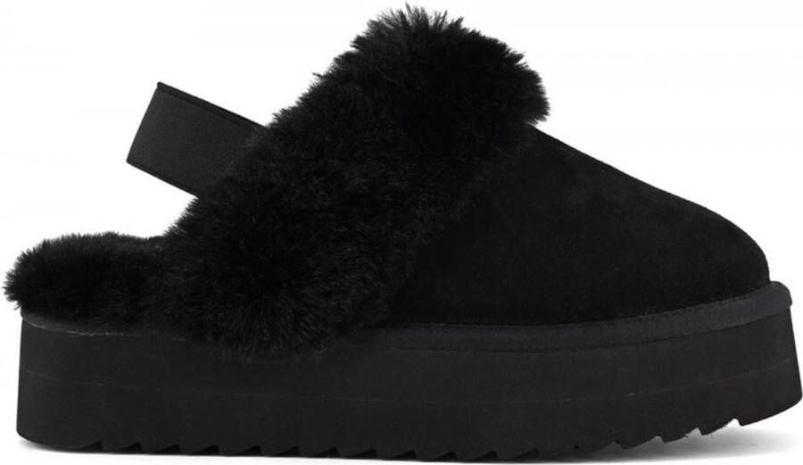 Colors of California Suède Platform Slipper met Bandsluiting Black Dames