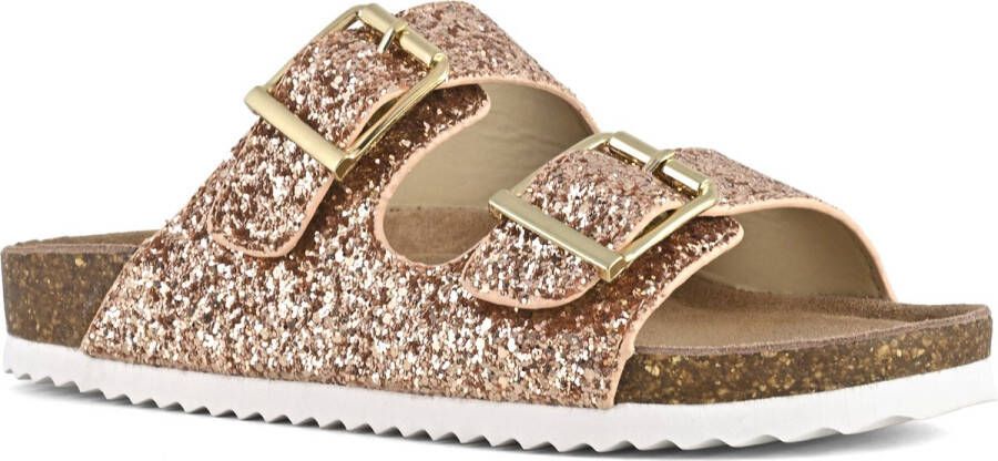 Colors of California Glitter Sandalen met Metalen Gesp Pink Dames