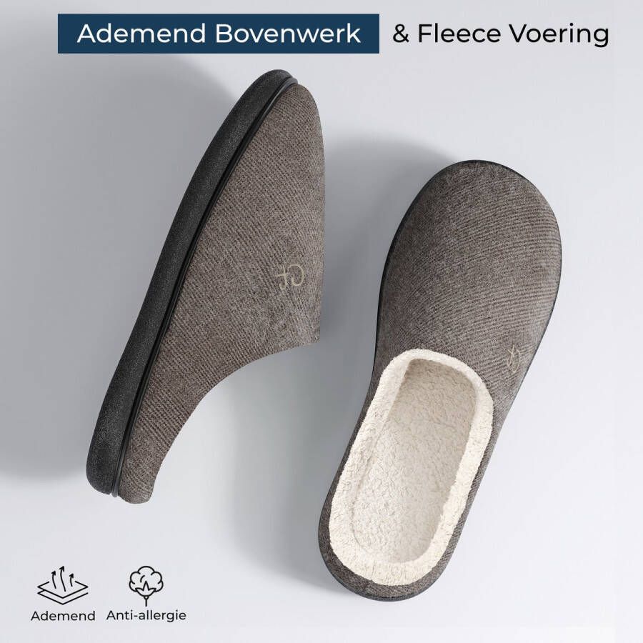 Comfeet Pantoffels Heren Sloffen Grijs Anti-slip